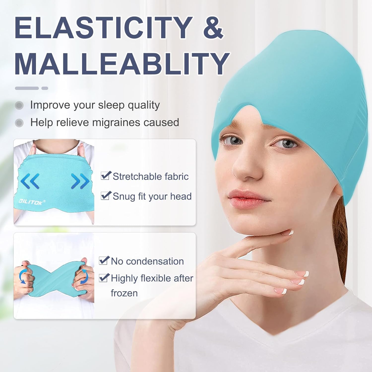 Migraine Relief Cap for Migraines, Headaches, Sinuses, Tension Relief Headache Relief Cap Hot and Cold Therapy Relaxing Thermax Migraine Cap, Migrane Relaxing Cap - Multicolor GenzVybs